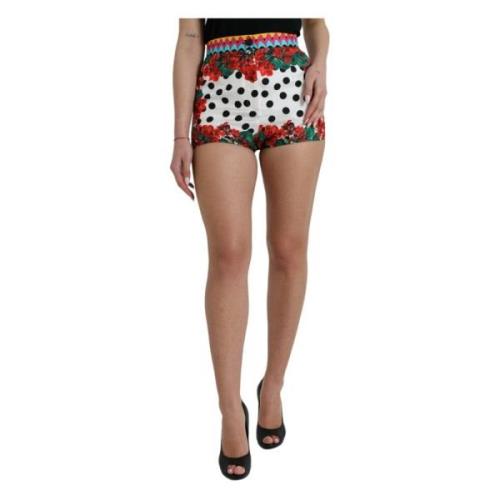 Dolce & Gabbana Silke Multifärgad Höga Midja Hot Pants Multicolor, Dam