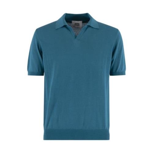 Alpha Studio Turkos V-ringad Polo T-shirt Blue, Herr