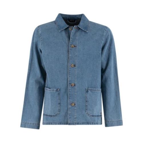 A.p.c. Ljus Denim Logo Jacka Blue, Herr