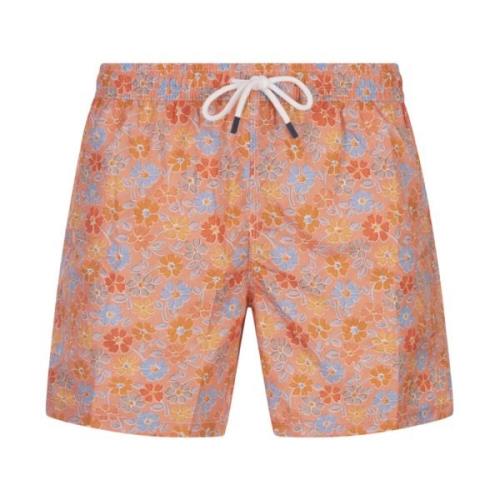 Fedeli Orange Blommig Badshorts Multicolor, Herr