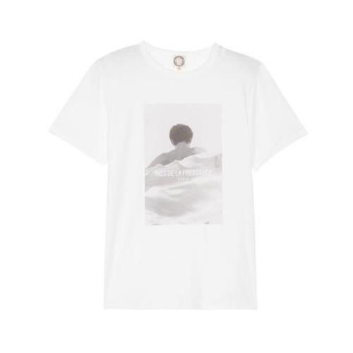 Ines De La Fressange Paris Vit Bomull Modell Foto T-shirt White, Dam