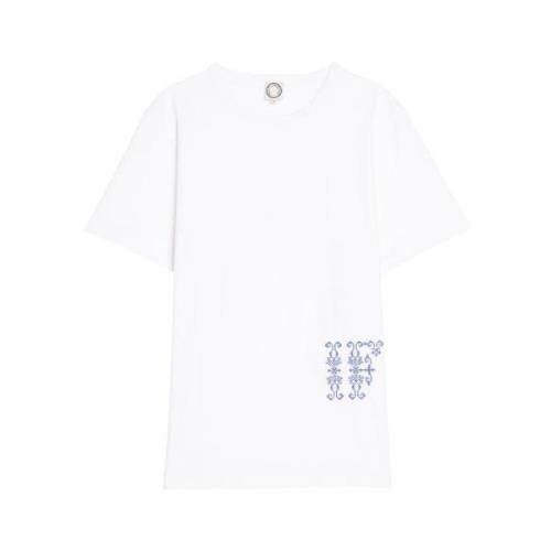 Ines De La Fressange Paris Broderad vit T-shirt White, Dam