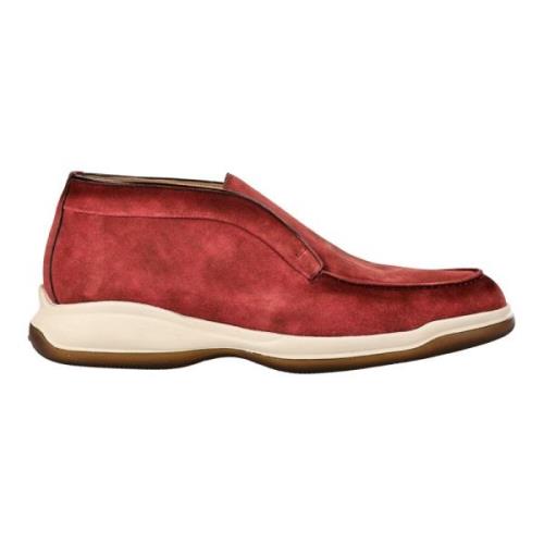 Santoni Italienska Läder Snörskor Red, Herr