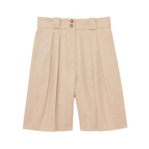 Ines De La Fressange Paris Beige Veckad Hög Midja Shorts Beige, Dam