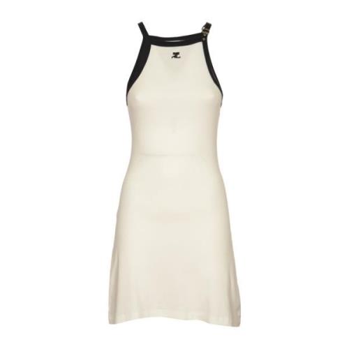 Courrèges Spänne Kontrast Klänning Beige, Dam