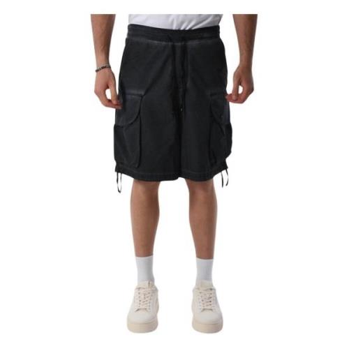 A Paper Kid Cargo Bermuda shorts med elastisk midja Black, Herr