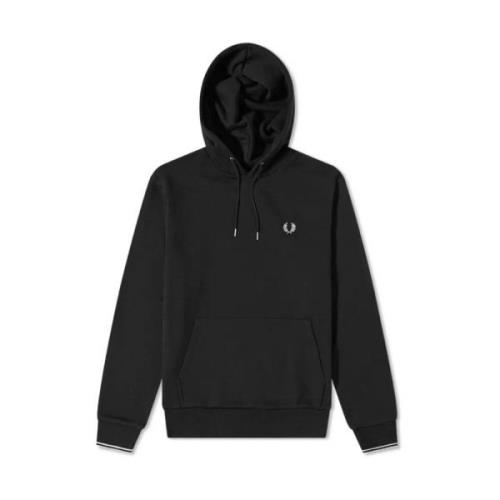 Fred Perry Svart huvtröja med tippad kant Black, Herr