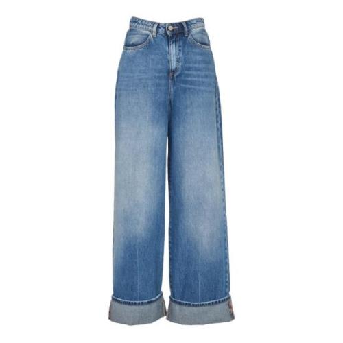Icon Denim Klassiska Denim Jeans med Manschetter Blue, Dam