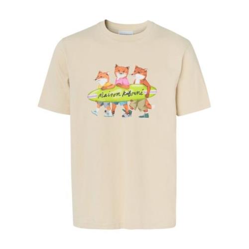 Maison Kitsuné Surfande Rävar Komfort T-shirt Beige, Herr