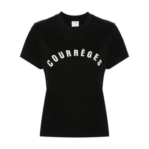 Courrèges Svart Logo Jersey Topp Black, Dam