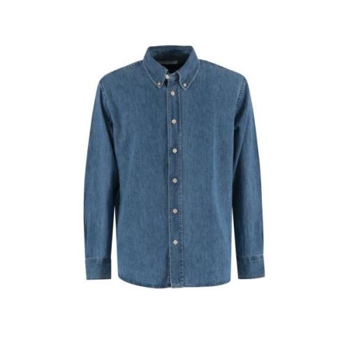 Sunflower Denim Button Down Skjorta Blue, Herr