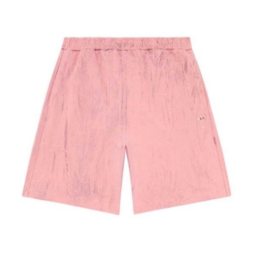 Diesel Marmorerade Knälånga Shorts, Rosa Pink, Herr