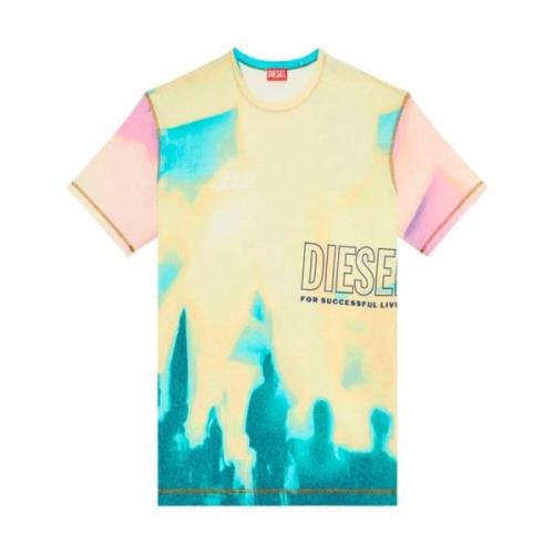 Diesel Grafiskt Tryck Oversized T-shirt - Gul Multicolor, Herr