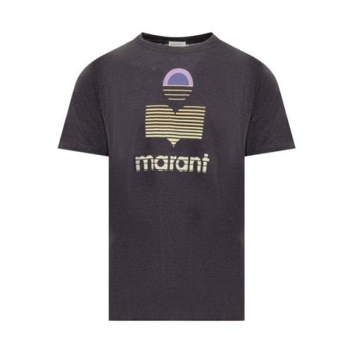 Isabel Marant Logotyp T-shirt i Faded Night Blue, Herr