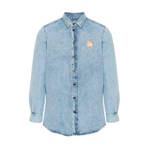 Moschino Denim Teddy Bear Skjorta - Blå Blue, Herr