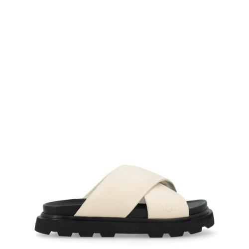 UGG Vit läder Crossband sandal White, Dam