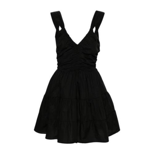 Liu Jo Svart Poplin Klänning Sweetheart Halsringning Black, Dam