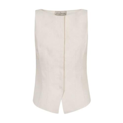 Cortana Ivory Vest Cotton Viscose Blend White, Dam