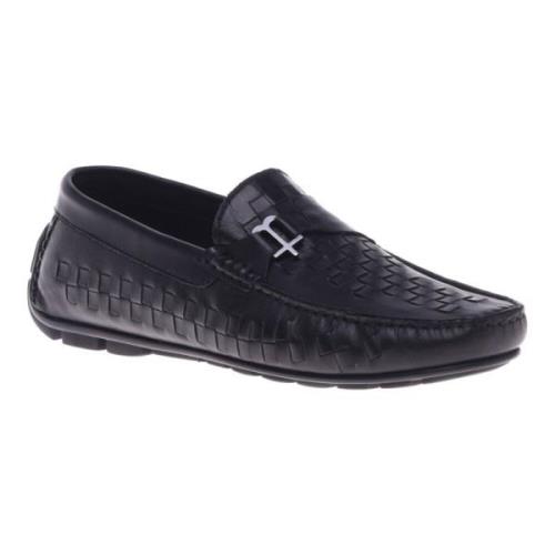 Baldinini Loafer in black woven leather Black, Herr