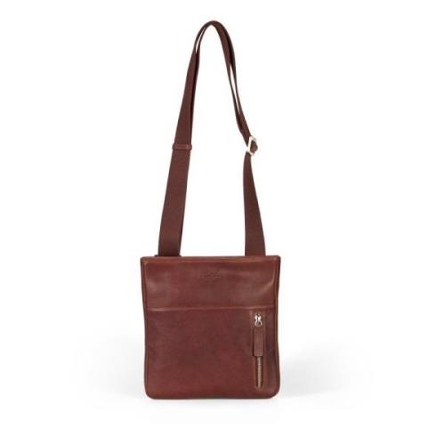 Howard London Brun Läder Crossbody Messenger Väska Brown, Herr