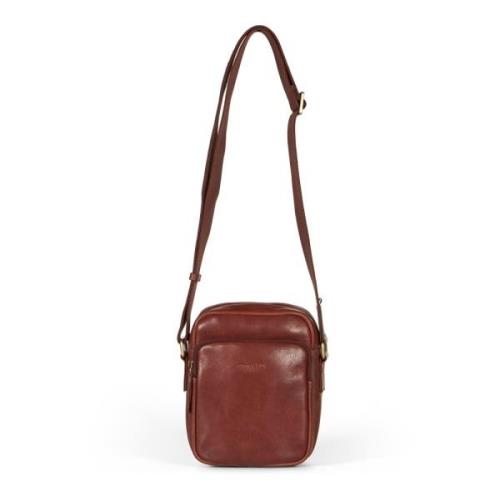 Howard London Brun läder crossbody väska Brown, Herr