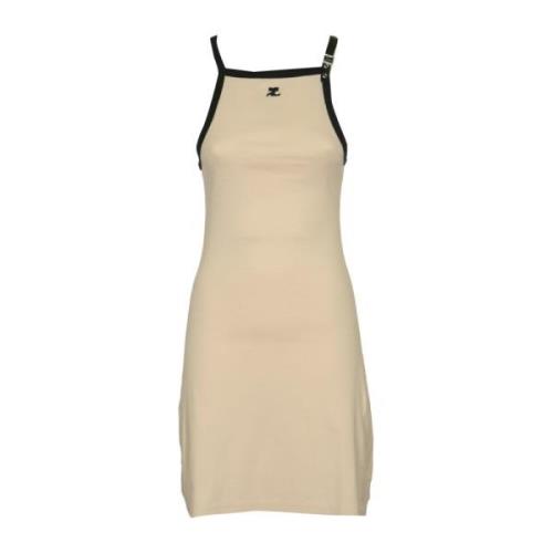 Courrèges Spänne Kontrast Klänning Beige, Dam