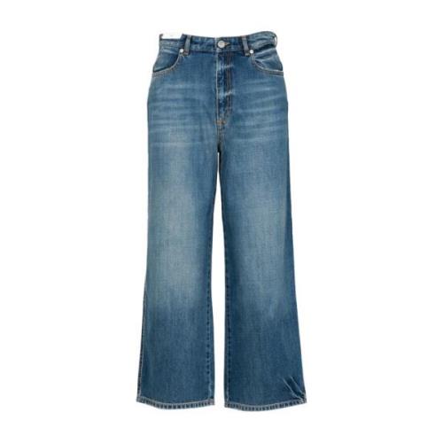 PT Torino Hög Midja Denim Palazzo Jeans Blue, Dam