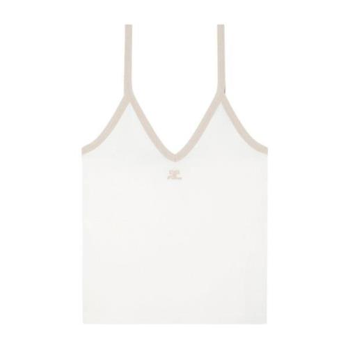 Courrèges Kontrast V-ringad tanktop White, Dam