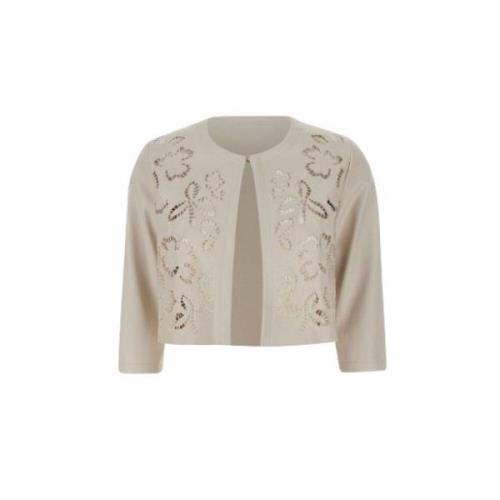 Liu Jo Blommig Genomskinlig Jacka Beige, Dam