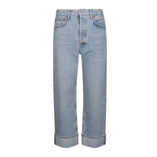 Agolde Stiliga Cropped Jeans för Kvinnor Blue, Dam