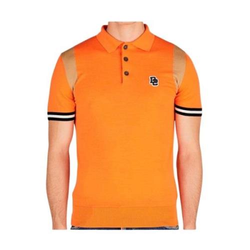 Dsquared2 Logo Patch Ull Polo Skjorta Orange, Herr