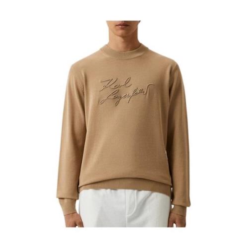 Karl Lagerfeld Stickad Crewneck Tröja Beige, Herr