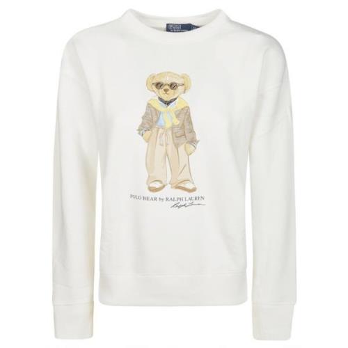 Ralph Lauren Bear Crewneck Sweatshirt Beige, Dam