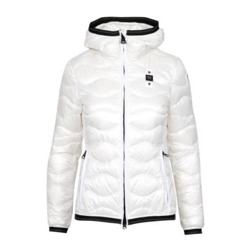 Blauer Vit Nylon Huva Jacka med Vågor White, Dam