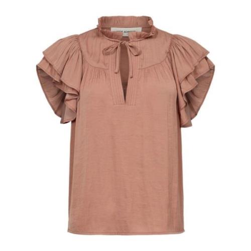 Sofie Schnoor Ruffle Sleeve Rosy Brown Top Brown, Dam