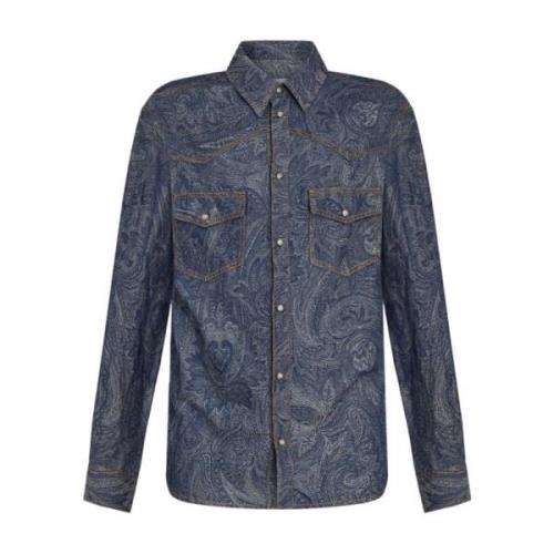 Etro Mörkblå Skjortor Ss24 Blue, Herr