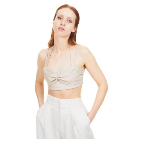 THEMOIRè Snygg Vegan Fabric Bralette Central Fold Beige, Dam