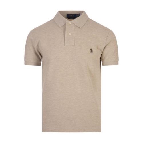 Ralph Lauren Slim Fit Polo Shirt Beige Bomull Brown, Herr