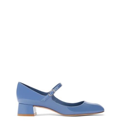 Stuart Weitzman Modern Mary Jane Blockklack Sko Blue, Dam