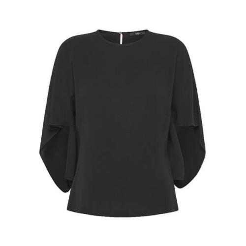 Seventy Svart Crepe Blus med Asymmetriska ärmar Black, Dam