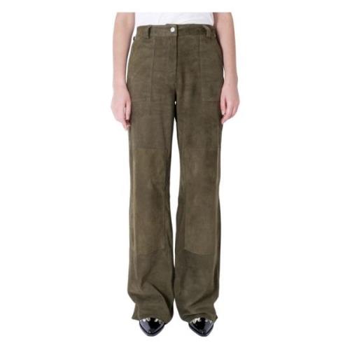 Giorgio Brato Militärgrön Läderbyxor Arbetare Pant Style Green, Dam