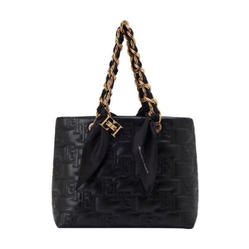 Elisabetta Franchi Vadderad Shopper Väska i Svart Black, Dam