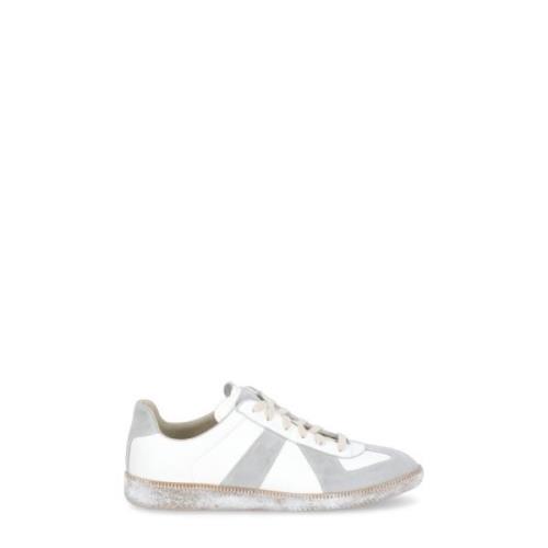 Maison Margiela Höjda lädersneakers med unika detaljer White, Herr