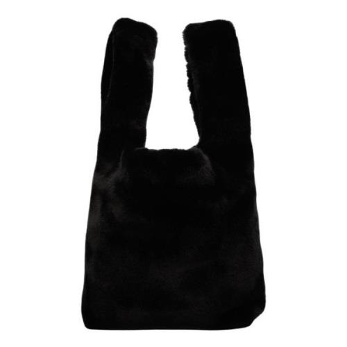 Stand Studio Svart Faux Fur Toteväska Black, Dam