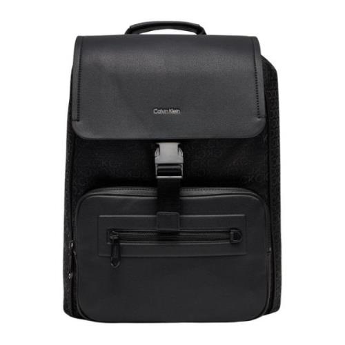 Calvin Klein Svart tryckt ryggsäck med spänneförslutning Black, Dam
