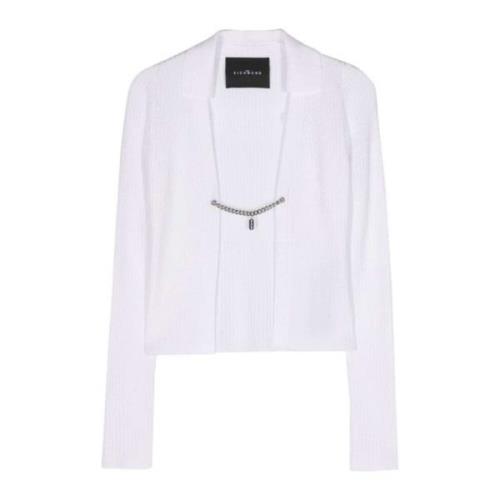 John Richmond Räfflad Cardigan med Kedja Framför Stängning White, Dam