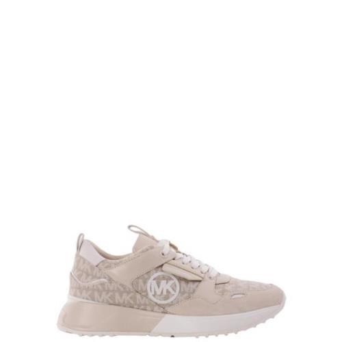 Michael Kors Jacquard Logo Sneakers Theo Trainer Beige, Dam