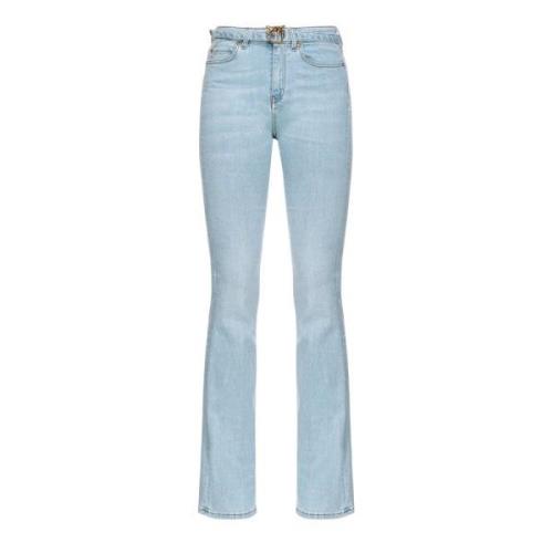 Pinko Flora Flare Denim Baby Blue Tvätt Blue, Dam