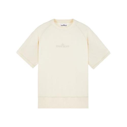 Stone Island Gauzed Stickad Crewneck Löst Passform Beige, Herr