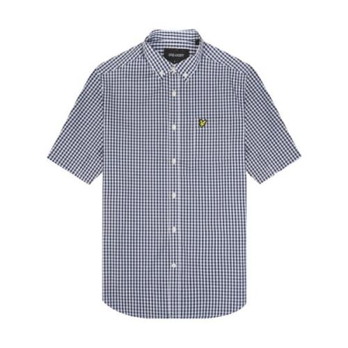 Lyle & Scott Slim Fit Gingham Skjorta Navy & Vit Blue, Herr